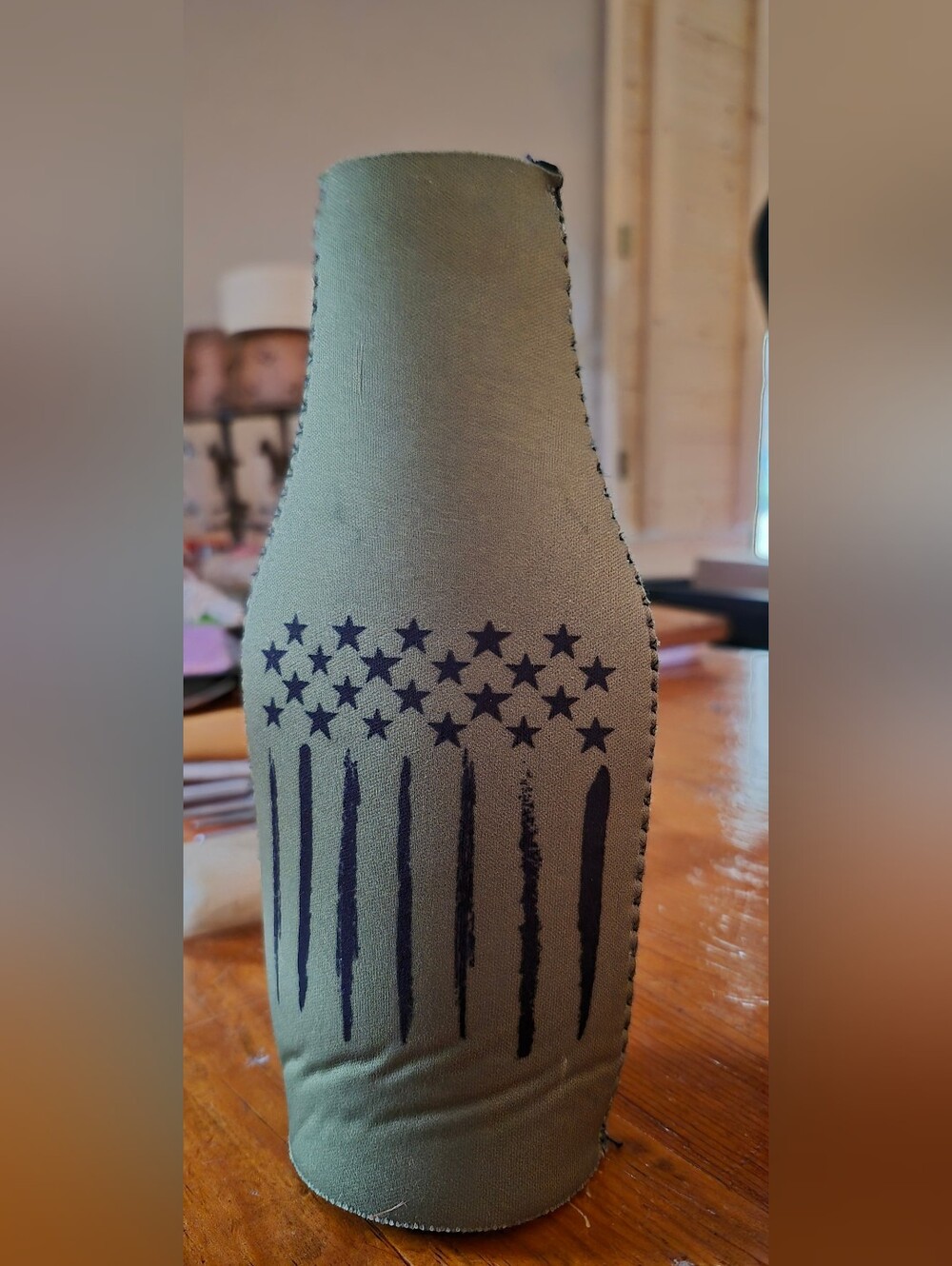 Olive Green Patriotic Bottle Cooler Sleeve